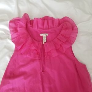 J Crew ruffle neck keyhole blouse